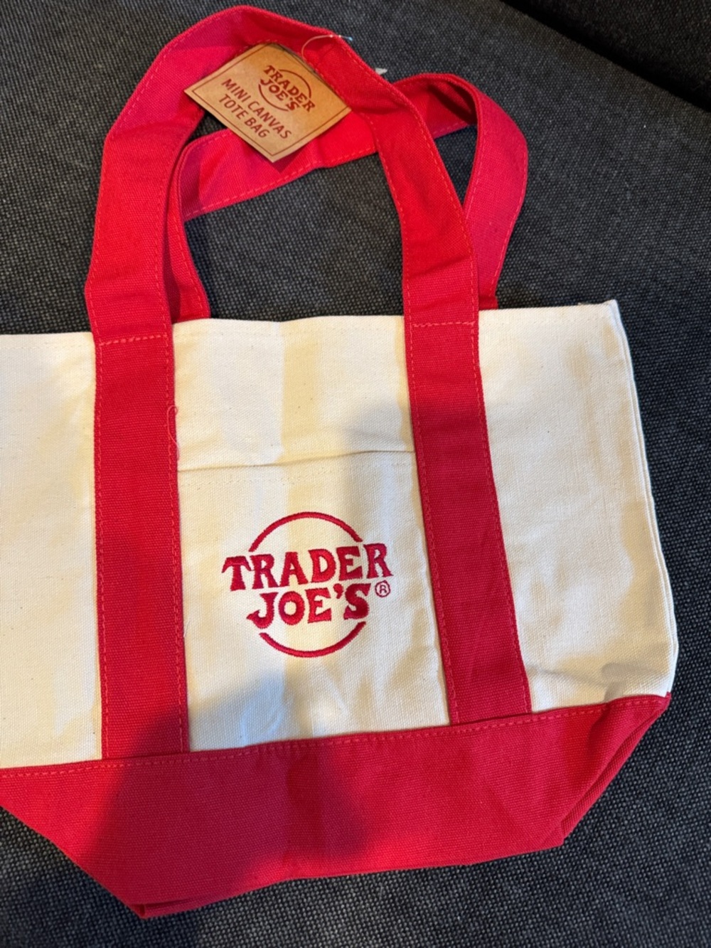 Red & Cream Mini Canvas Tote Bag